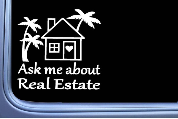 Ask Me About Real Estate Sticker OS 448 6" Decal agent sales house key closing