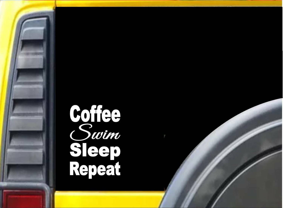 Coffee Swim Sleep Vinyl Decal – 8 Inch