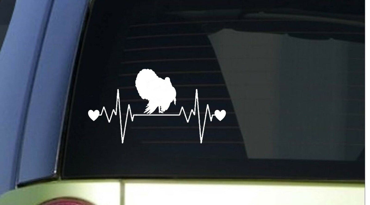 Turkey Heartbeat Lifeline Wide Vinyl Decal – 8 Inch