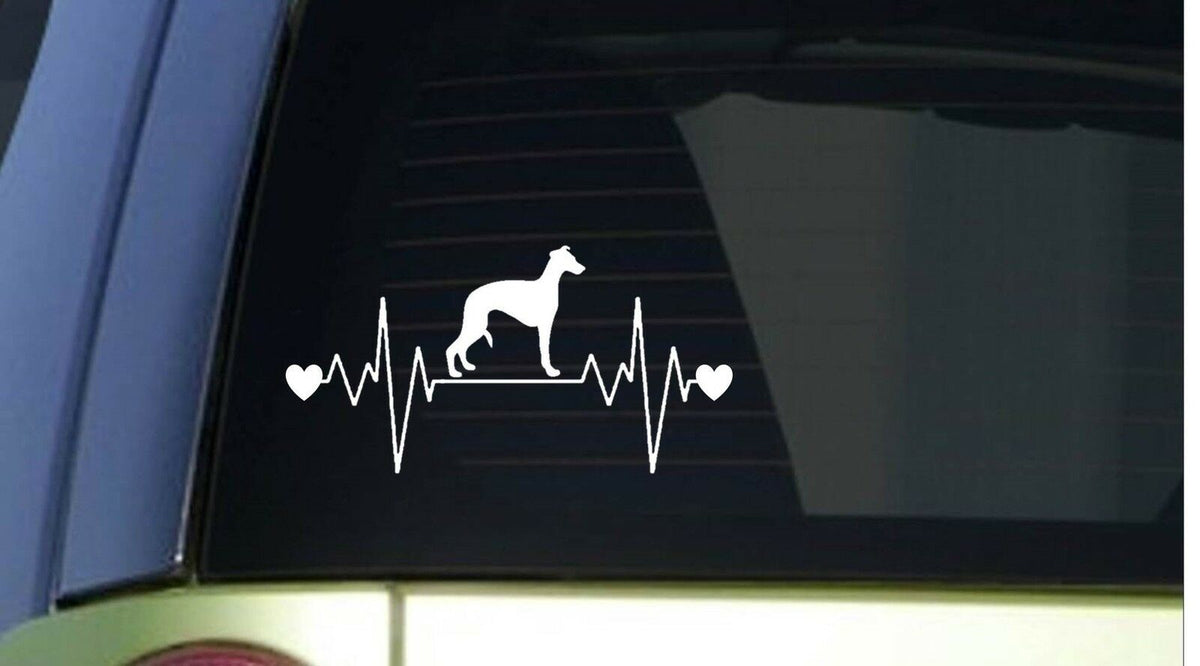 Whippet Heartbeat Lifeline Wide Vinyl Decal – 8 Inch