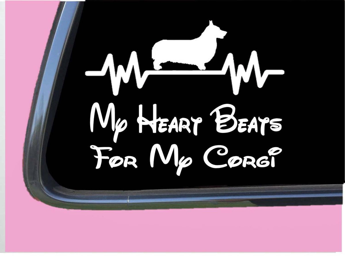 Corgi Heart Beats for Lifeline Dog Breed Vinyl Decal – 6 Inch