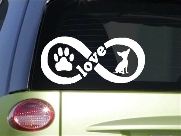Chihuahua Infinity sticker *H395* 4 x 8.5  inch vinyl dog love decal