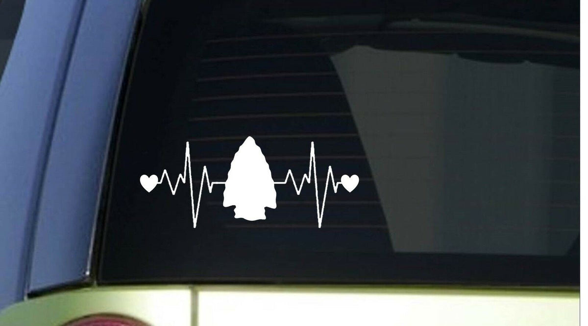 Arrowhead Heartbeat Lifeline Wide Vinyl Decal – 8 Inch