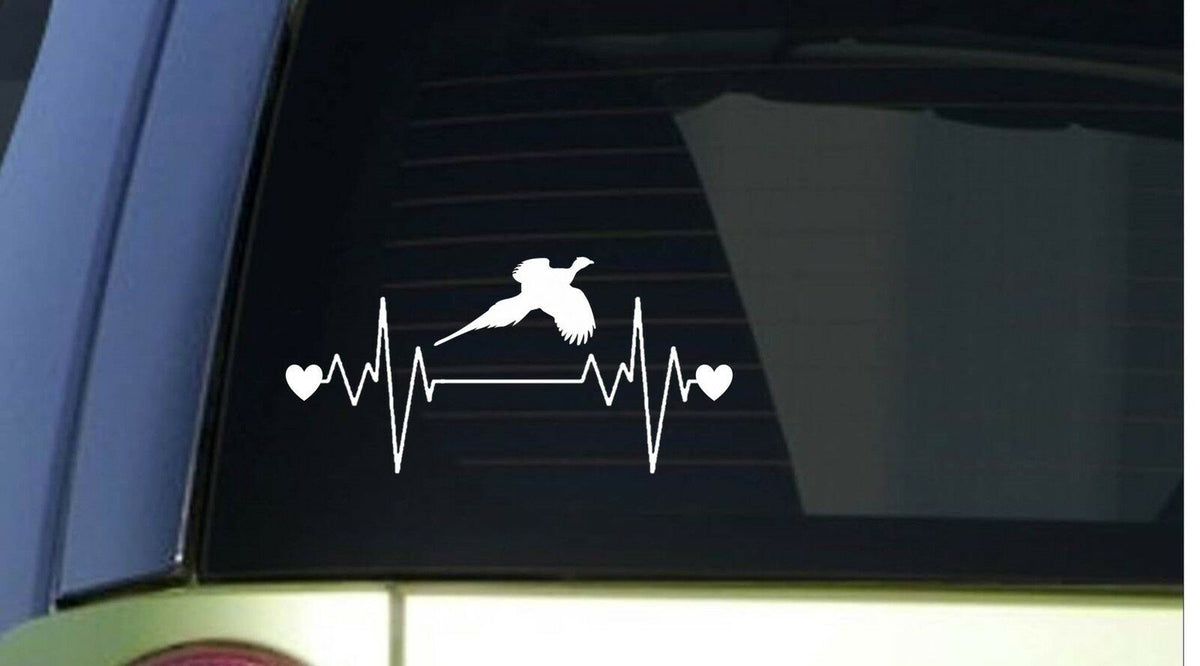 Pheasant Heartbeat Lifeline Wide Vinyl Decal – 8 Inch
