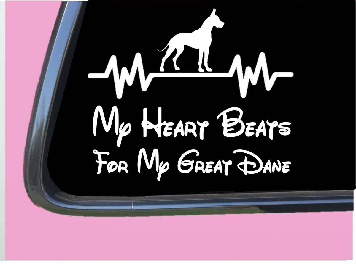 Great Dane Crop Heart Beats for Lifeline Vinyl Decal – 6 Inch