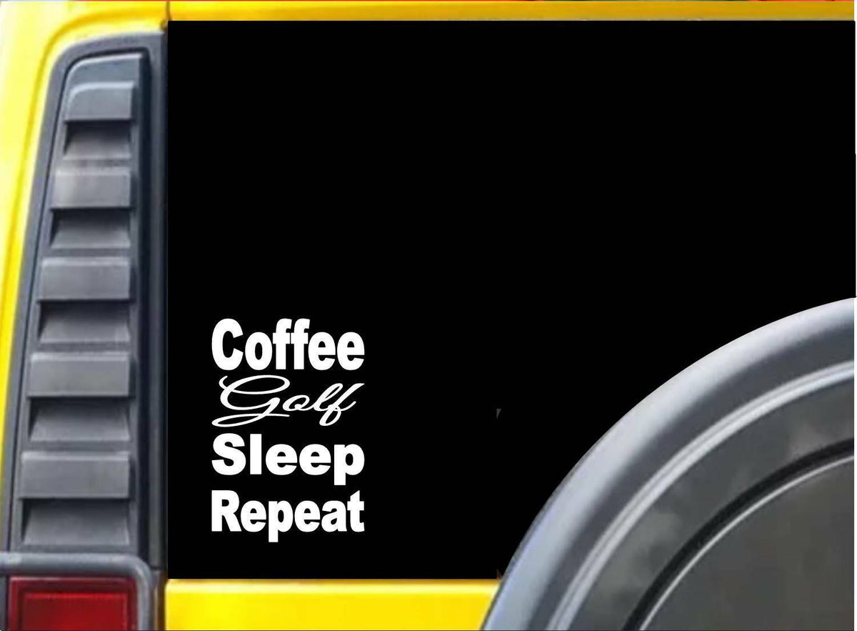 Coffee Golf Sleep Wide Vinyl Decal – 8 Inch