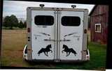2 LARGE 12.5" WALKING HORSE STICKERS MIRRORED TENNESSEE WALKER DECAL HORSE Show