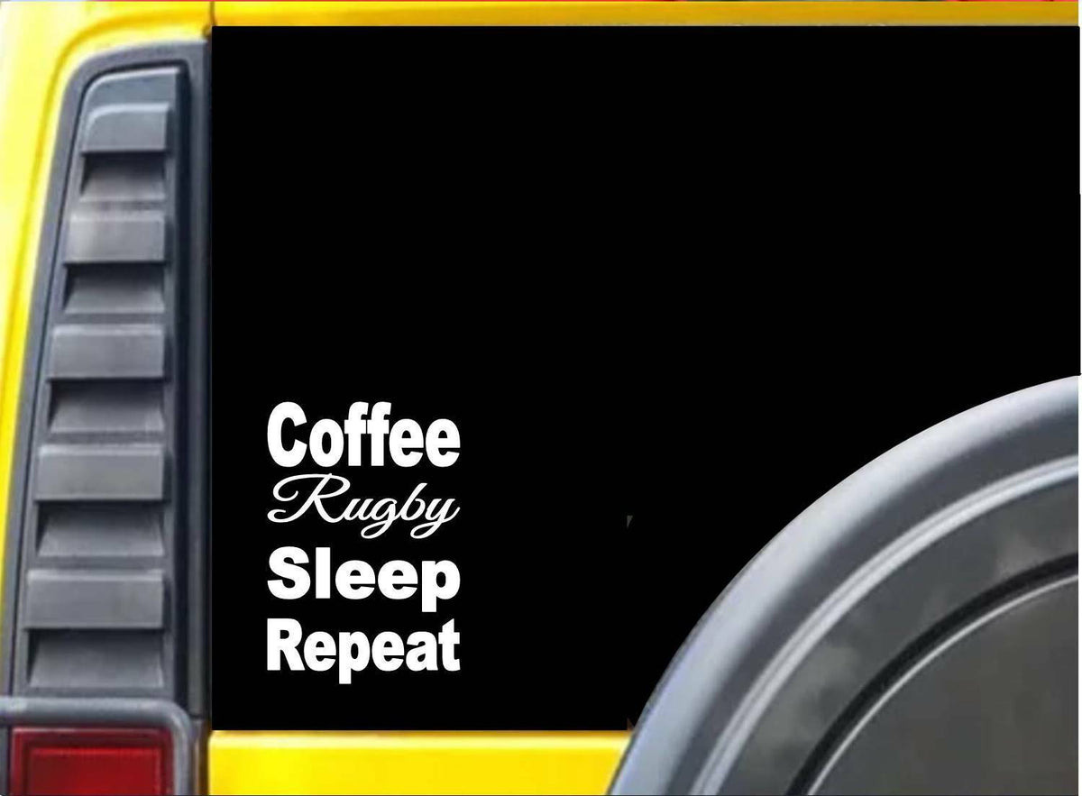 Coffee Rugby Sleep Vinyl Decal – 8 Inch
