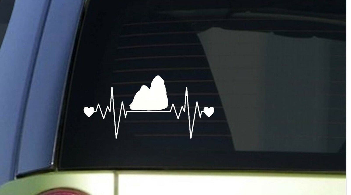 Shih Tzu Heartbeat Lifeline Wide Vinyl Decal – 8 Inch