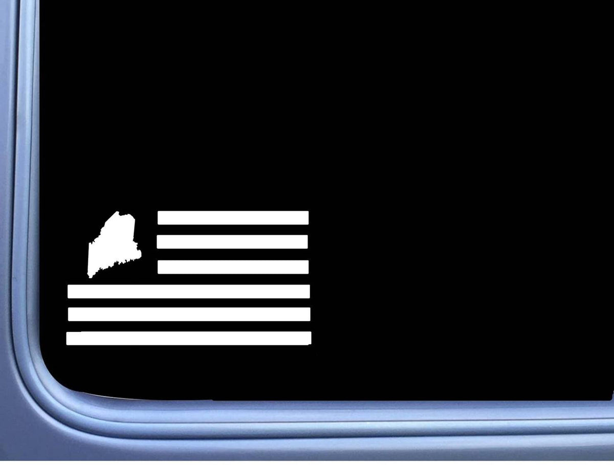 Maine American Flag Vinyl Decal – 8 Inch