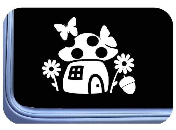 Mushroom Cottage Sticker OS 731 6" decal fairy butterfly flower gnome