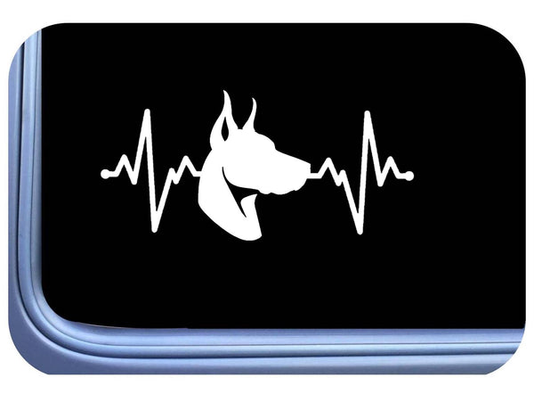 Doberman Heartline Decal os 745 vinyl 8" Sticker dobie pinscher