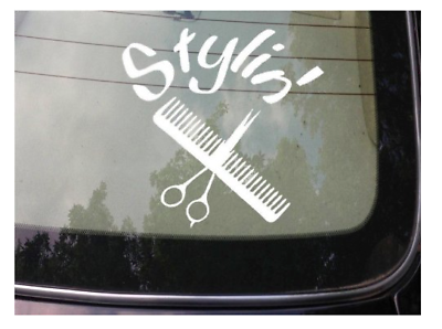 Hairstylist stylin sticker decal scissors barber hairspray gel comb iron *C528*