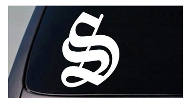 LETTER S 6" STICKER DECAL OLD ENGLISH TRUCK CAR WINDOW TEACH GIRL CRAFT COLLEGE