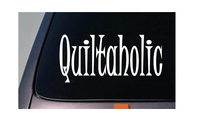 Quiltaholic sticker 6" decal quilting supplies stand table *E065*