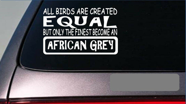 African Grey equal Sticker *G594* 8" Vinyl parrot macaw birdcage swing feeder