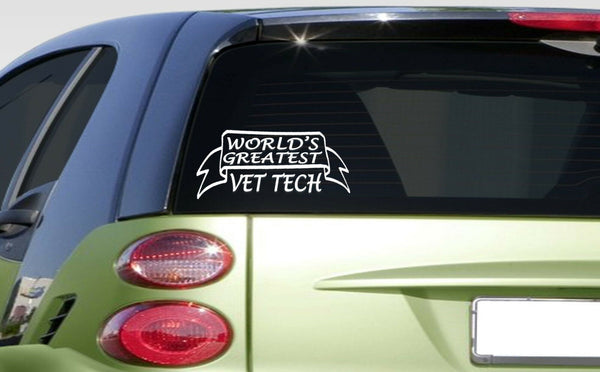 World's Greatest  Vet Tech 8" sticker *F40* veterinarian pet animals shot fleas