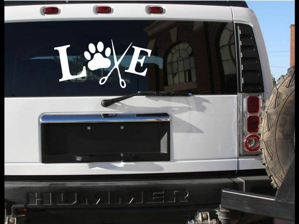 LARGE LOVE TO GROOM 24" STICKER ANIMALS DOGS PET VINYL DECAL WASH CUT HAIR BATH