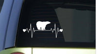 Polar Bear heartbeat lifeline *I237* 8" wide Sticker decal zoo animals