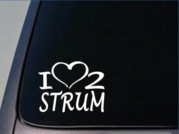 I heart to strum sticker *H218* 8 inch wide vinyl acoustic guitar decal