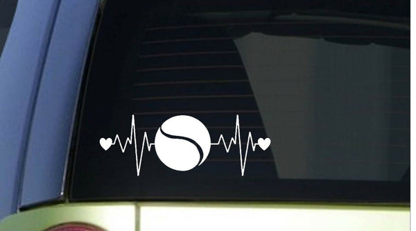 Tennis heartbeat lifeline *I256* 8" wide Sticker decal racquet