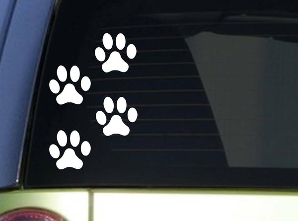 Set of 4 Dog Paws *I934* 2x2 Inch sticker dog paw decal