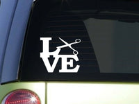 Scissors Love 6" STICKER *F135* DECAL hairstylist barber hair dresser salon comb