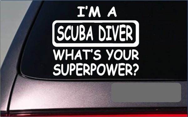 Scuba Diver Superpower Sticker *G444* 8" Vinyl Decal diving wetsuit mask