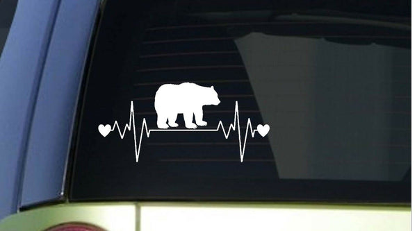 Grizzly bear heartbeat lifeline *I177* 8" wide Sticker decal