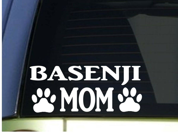 Basenji Mom sticker *H358* 8.5 inch wide vinyl dog yodel training