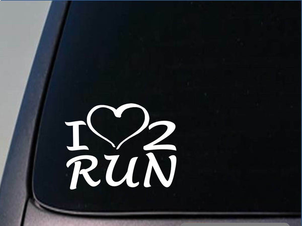 I heart to run sticker *H175* 8 inch wide vinyl running marathon 5k 10k decal