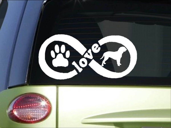 Dogue de Bordeaux Infinity sticker *H383* 4 x 8.5  inch vinyl dog love decal