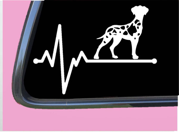 Harlequin Great Dane lifeline uncropped TP 549 vinyl 8" Decal Sticker heartbeat