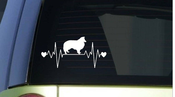 Sheltie heartbeat lifeline *I249* 8" wide Sticker decal shetland sheepdog