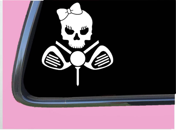 Golf Girl Crossbones TP 417 vinyl 6" Decal Sticker putter driver ball putting