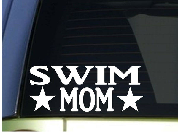 Swim Mom sticker *H320* 8.5 inch wide vinyl swimmer goggles noseplug