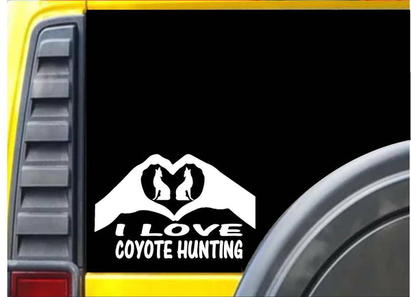 Coyote hunting Hands Heart Sticker k034 8 inch predator caller decal