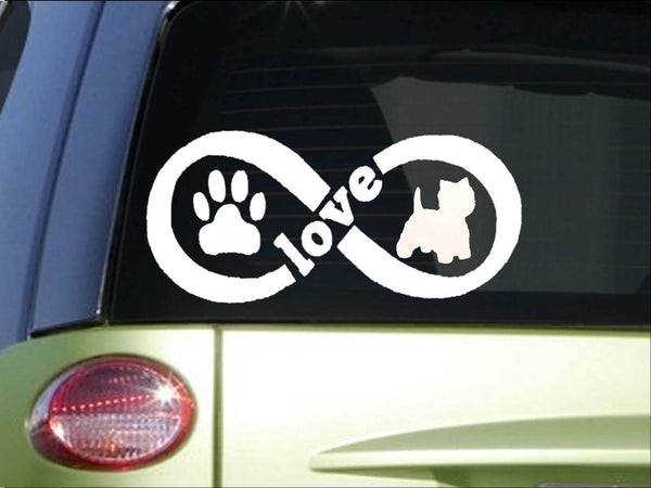 Westie West Highland Terrier Infinity sticker *H423* 4 x 8.5  inch dog decal