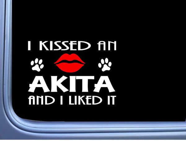 Akita Kissed L915 8" dog window decal sticker