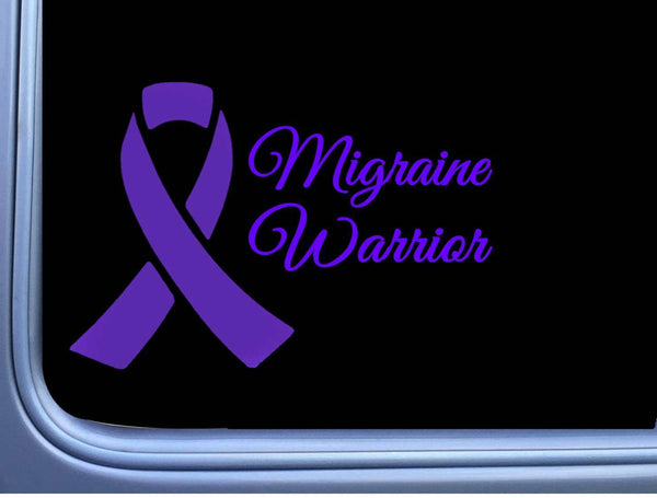 Migraine Warrior Purple Ribbon M414 8 inch Sticker decal headache cure