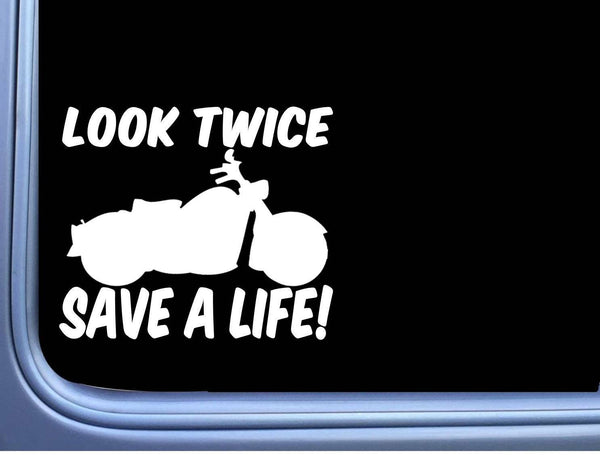 Look Twice Save a Life M377 6 inch Sticker Decal motorcycle helmet gloves