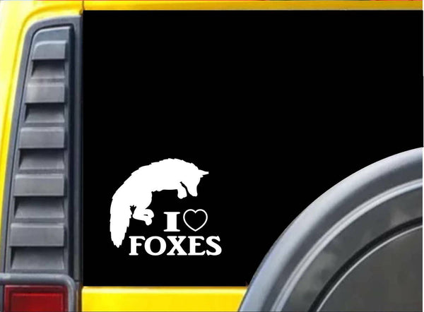 I love (heart) Foxes Sticker L031 6 inch fox decal