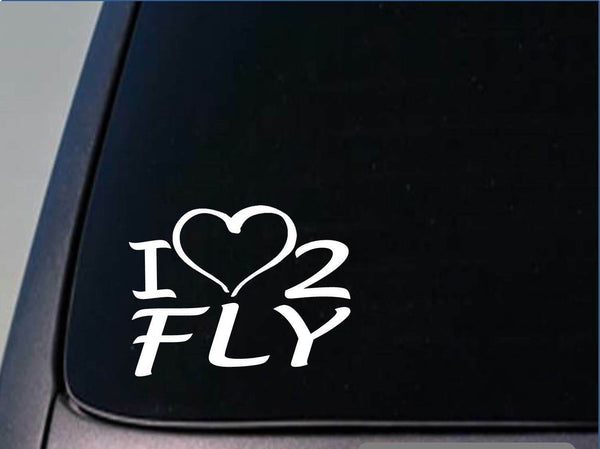 I heart to fly sticker *H226* 8 inch wide vinyl jet pilot plane decal