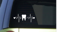 Tooth heartbeat lifeline *I257* 8" wide Sticker decal dentist hygienist