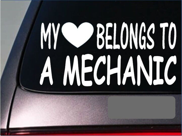 Mechanic My heart belongs Sticker *G536* 8" Vinyl engine race car motor gasket