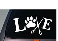 LOVE TO GROOM 6" Sticker Animals Dogs Pet Vinyl Decal Wash Cut Hair Bath Nails