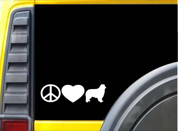 Peace love Aussie sticker *J714* 8" vinyl australian shepherd