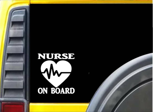 Nurse on Board k042 Lifeline Heart Sticker 6 inch stethoscope decal