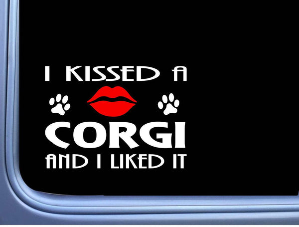 Corgi kissed L872 8" dog window decal sticker pembroke cardigan