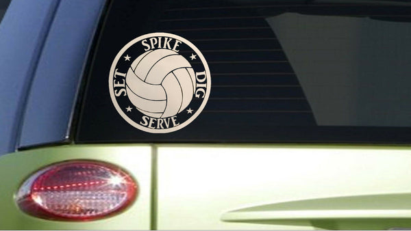 Volleyball Set Spike dig  *H936* 6 inch Sticker decal volley ball net knee pads